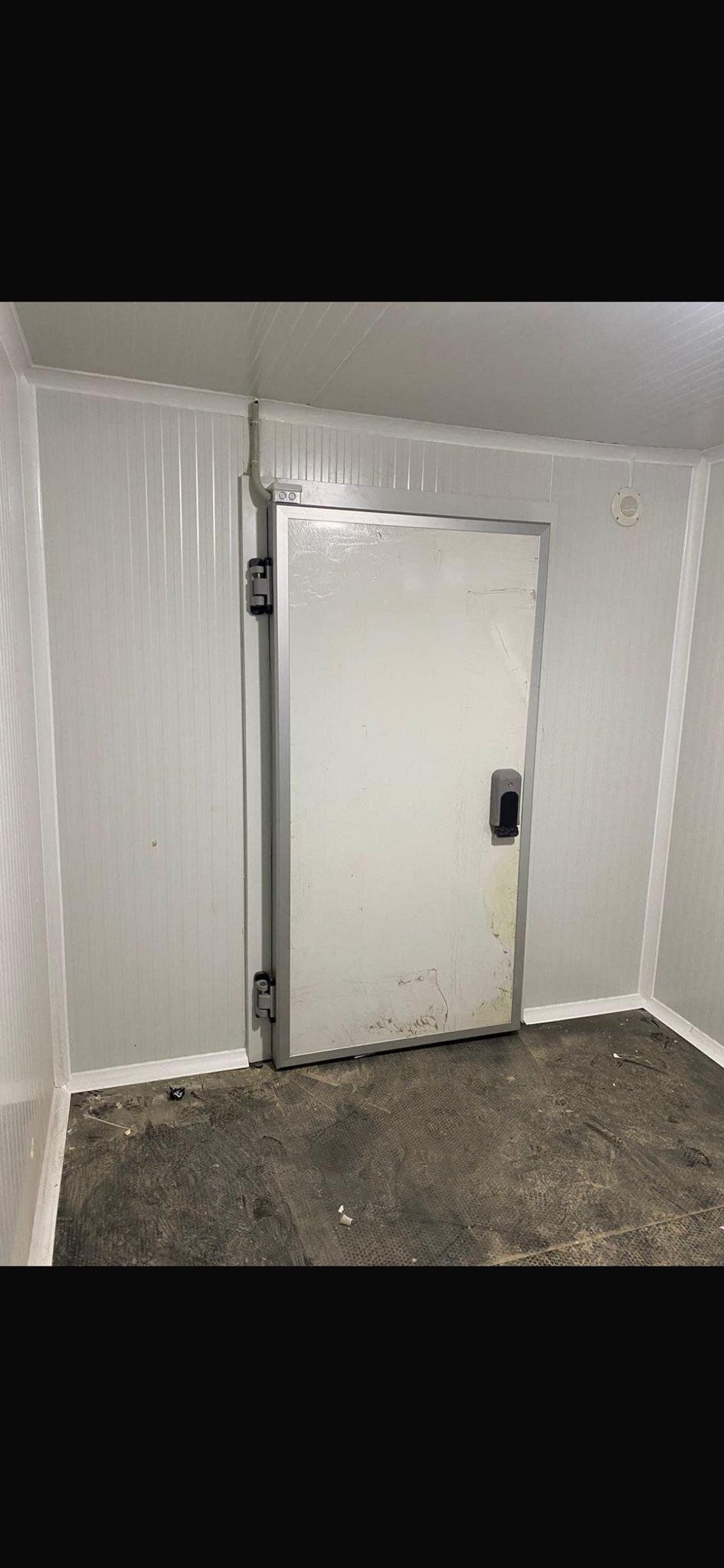 Cold room insulated door with digital lock viewed from inside