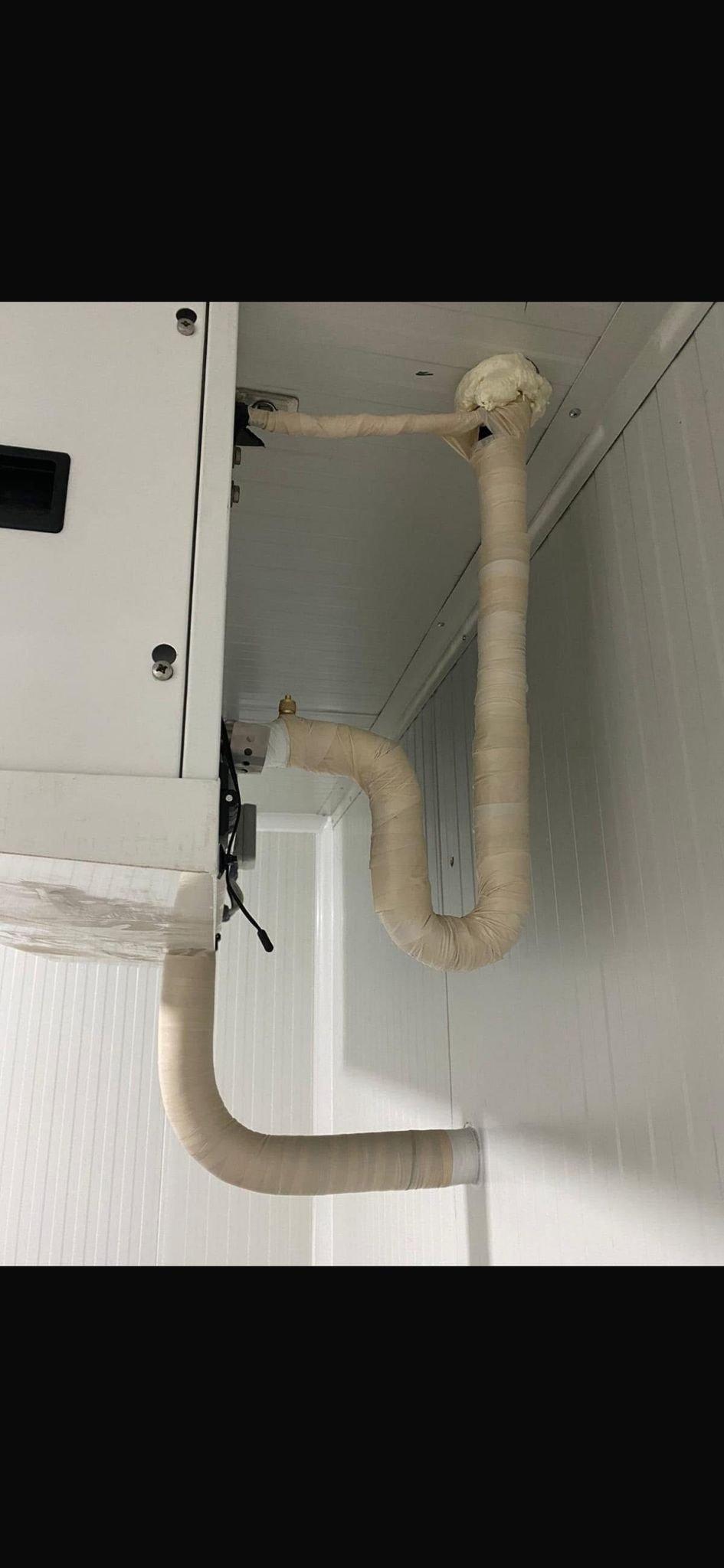 Cold room insulated refrigerant pipework installation