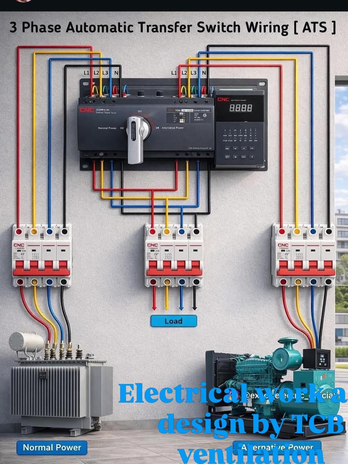 3-phase automatic transfer switch wiring